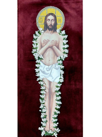 Плащаница Господня, бархат, вышивка (декоративная отделка) 70/100 см