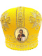 Митра золотистая, парча  (вышивка крест лучи) 57р