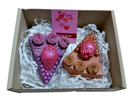 Мыло ручной работы набор "Тортик с клубникой" 2шт