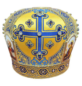 Митра парча  (желто-синяя) 56,5р