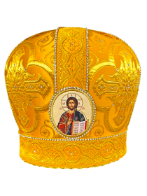 Митра парча Греция (желтая с золотом) 57р