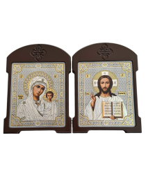 Икона-складень двойник Вседержитель Казанская (мдф) 18/24см