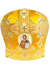 Митра парча Греция (желтая, стразы) 58,5р