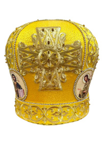 Митра золотистая, парча  (вышивка Крест) 58р