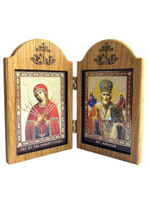 Икона-складень двойник Николай и Семистрельная (дерево) 7/13см