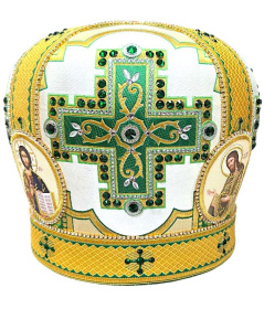 Митра парча  (зеленый с золотом, иконы холст) 63р