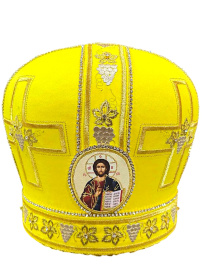 Митра атлас, желтая ,Крест (вышивка) 57,5р