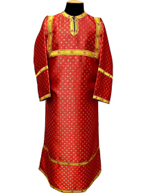 Стихарь детский,парча Т  красный (мелкий крест) 140см