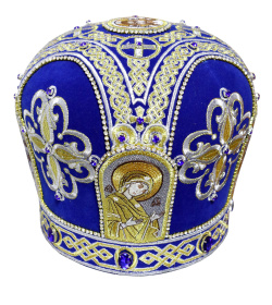 Митра, бархат, синяя, 58р
