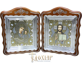  Пара СПАСИТЕЛЬ И КАЗАНСКАЯ БОЖЬЯ МАТЕРЬ (купол,патина) 25/31