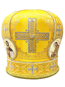 Митра парча стразы (желтая с золотом) 59,5р