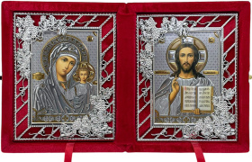 Вседержитель Казанская  №52 бархат, съемный (рамка виноград) 20,5/25см